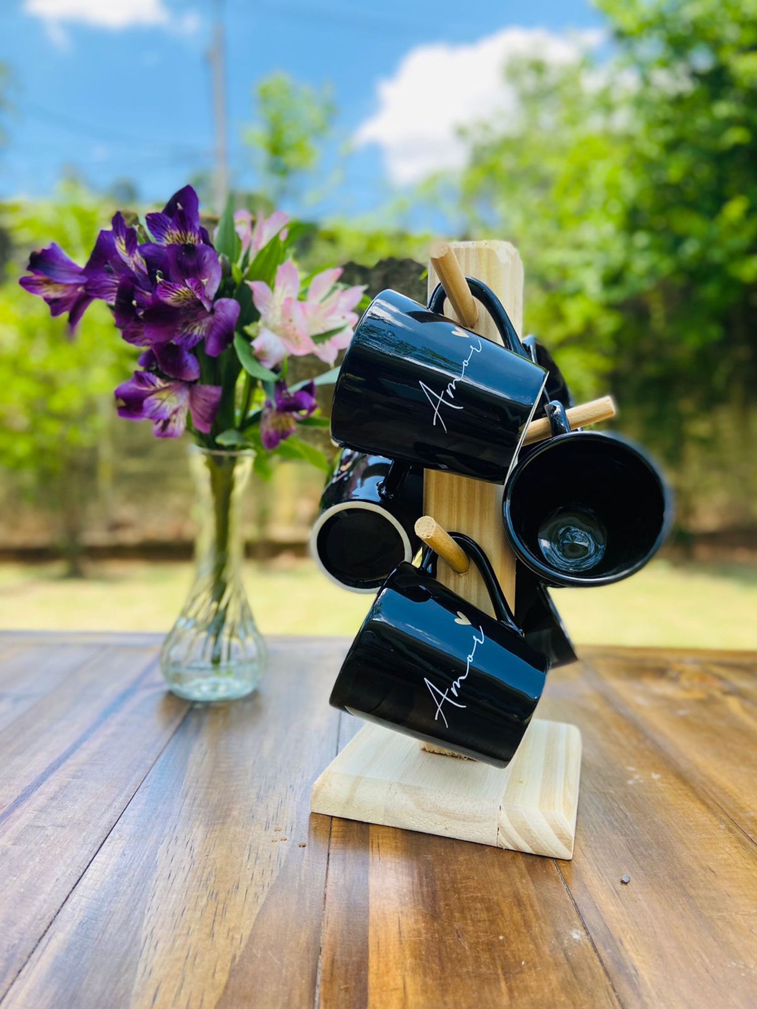 Jogo 6 Xícaras/caneca Porcelana Preta Com...